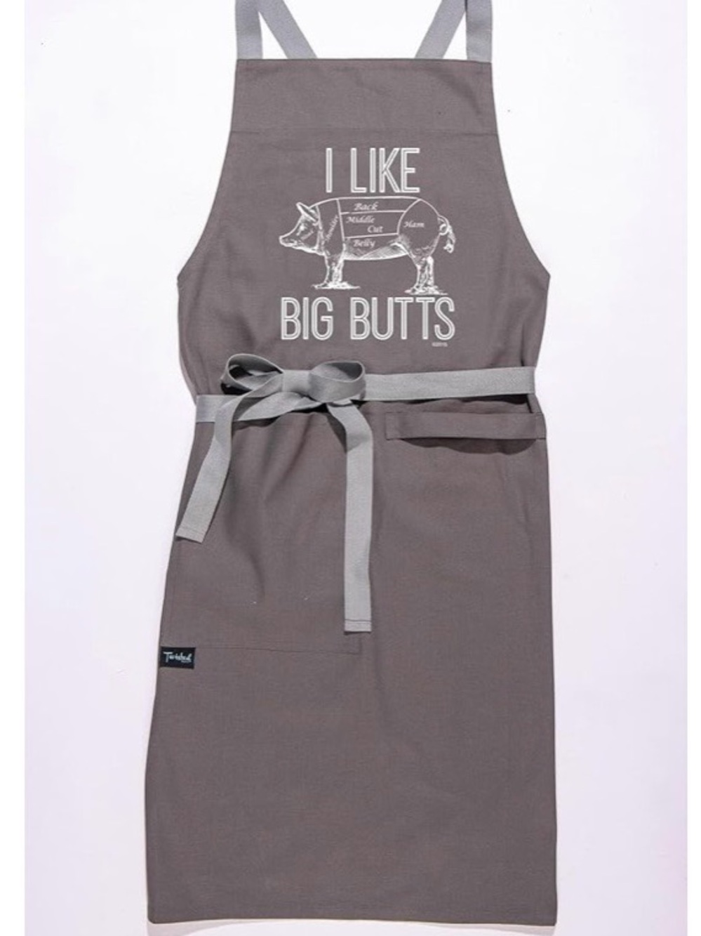 Gray Graphic BBQ Apron with 'I Like Big Butts' Print